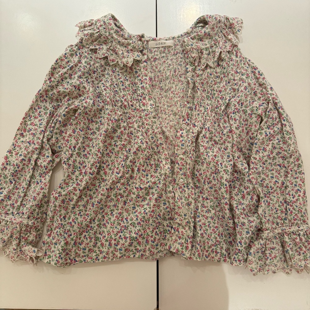 DOEN HICKORY BLOUSE IN MORNING GLORY FLORAL